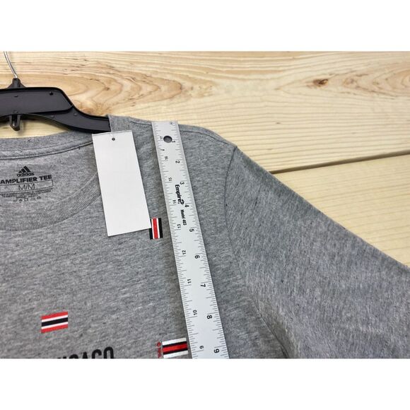 Chicago Blackhawks Shirt Mens Medium Gray Adidas Hockey NHL Short Sleeve Slim - Picture 9 of 14